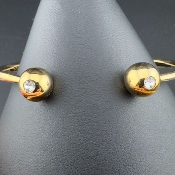 Kate Spade Gold tone Rhinestone Crystal Clamp Torque Cuff Bracelet - Picture 3 of 5